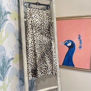 TopShop Leopard Print Satin Skirt